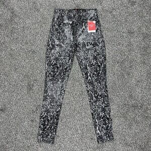 NEW Spanx Faux‎ Leather Snake Shine Leggings Grey Black Shaping Girls Large